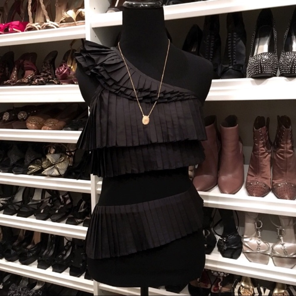 Black One Shoulder Ruffle Top